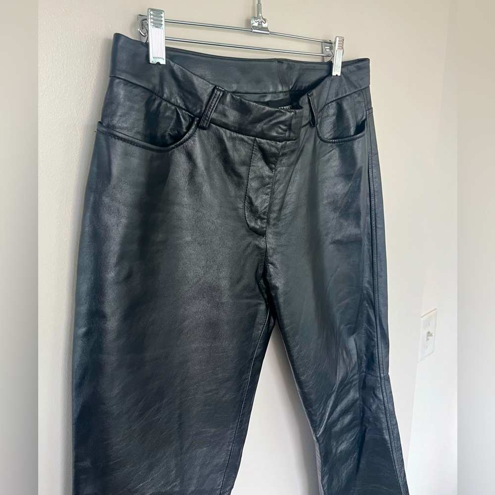 Express Genuine Leather High Waisted Straight Leg Pants